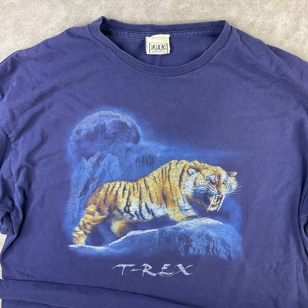 Vintage T-Rex Cafe T-Shirt Tiger Graphic Tee 90s Y2K Short Sleeve Men Sz 2XL